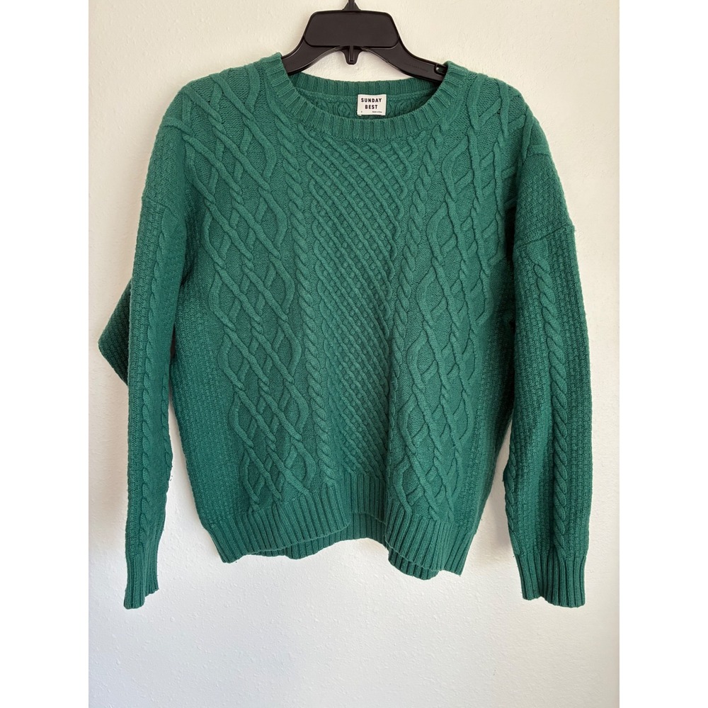 Sunday Best Aritzia Wool blend Cable‎ Knit Oversized Peggy Sweater Green Size S
